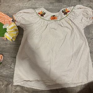 Pumpkin Turkey smocked dress